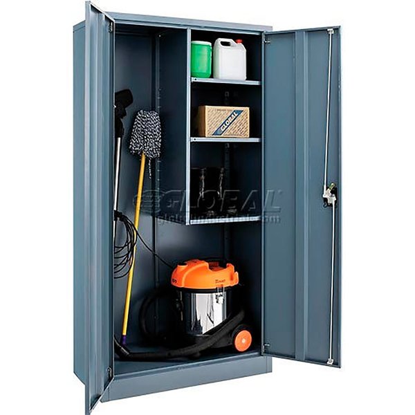 Global Industrial Assembled Janitorial Cabinet, 36x18x72, Gray 269903GY
